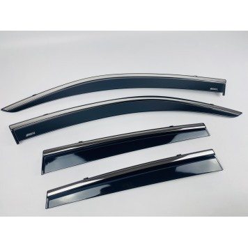 Дефлекторы окон Subaru Forester 2013-2018 с нерж. хром полоской-2